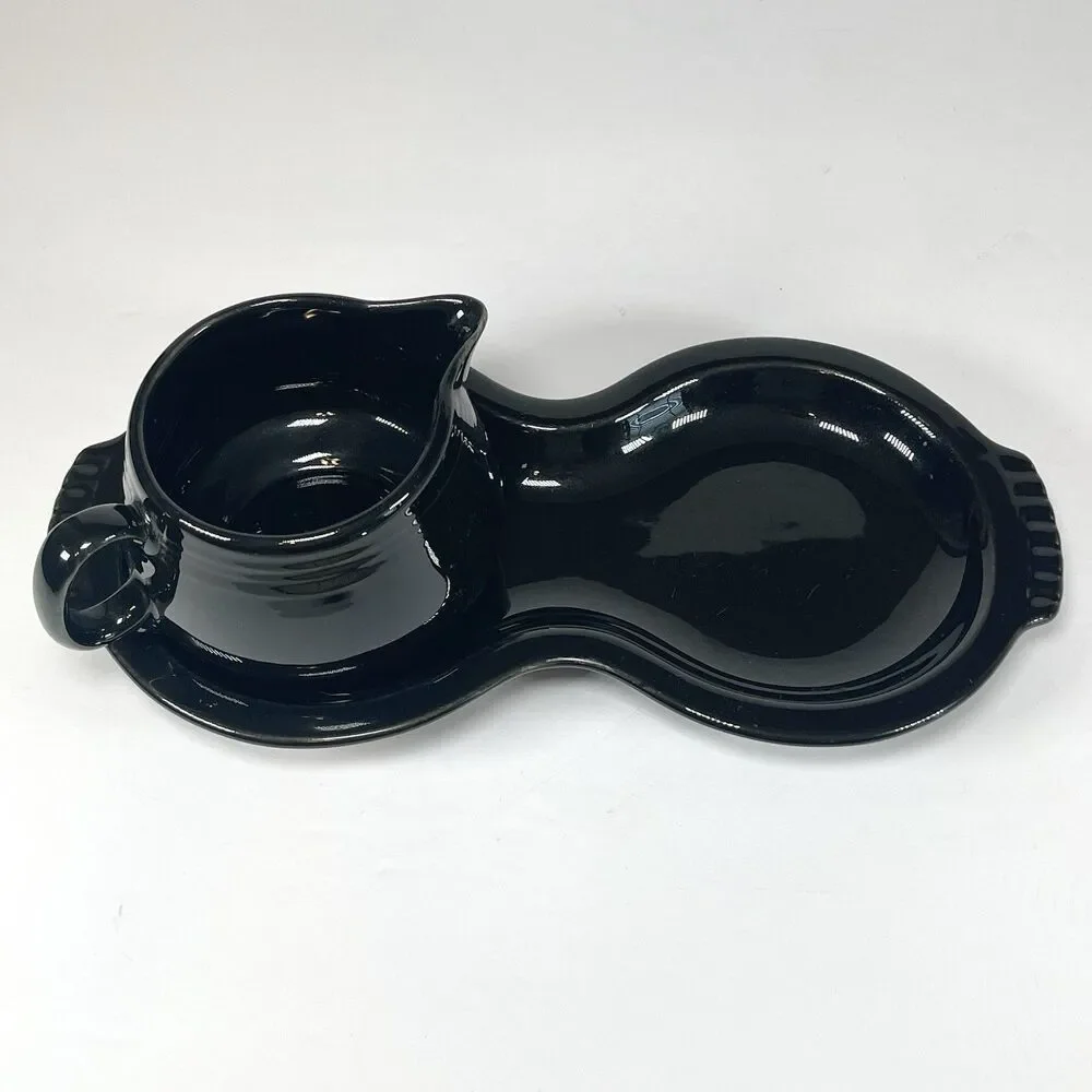 Homer Laughlin Fiesta USA Black Creamer & Underplate Tray Dish Fiesta ware